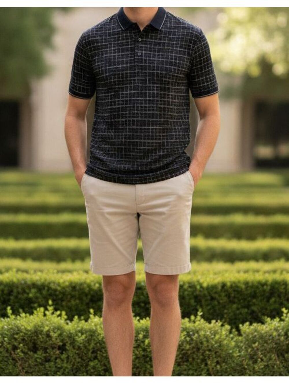 New Without Tags | Gary Player | Men's | L | Navy Checkered Polo Shirt